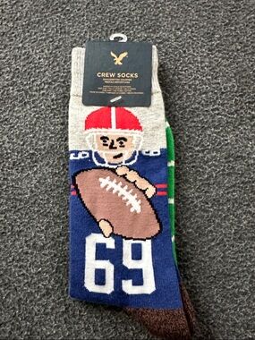 American Eagle Outfitters Men’s Football Crew Socks - Blue/Red/Brown/Green